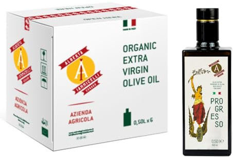 Alberta Iannicelli Olio Extra Vergine di Oliva Biologico Italiano – Estratto a Freddo Filtrato Fruttato Intenso - Sensazione di Piccante – Senza Pesticidi - 100% Made in Italy di Ceraso (500 ml x 6)