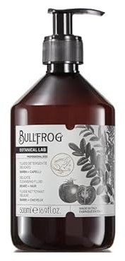 Bullfrog Fluido Detergente Delicato 500 ml - Shampoo per Capelli e Barba - Proprietà Lenitive e Rivitalizzanti - Note Fresche e Vegetali - Made in Italy
