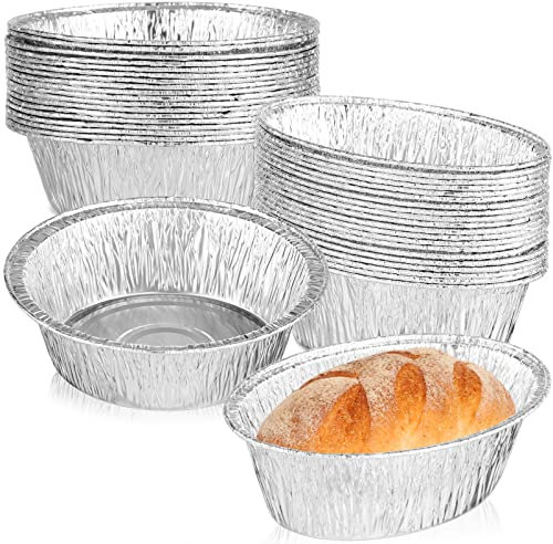 BESTonZON Bread Loaf Pan 40Pcs Aluminum Foil Pan Round Oval Disposable Foil Pie Dishes BBQ Serving Trays for Baking Cooking Storage Roasting Loaf Disposable Cake Tin Cake Tin
