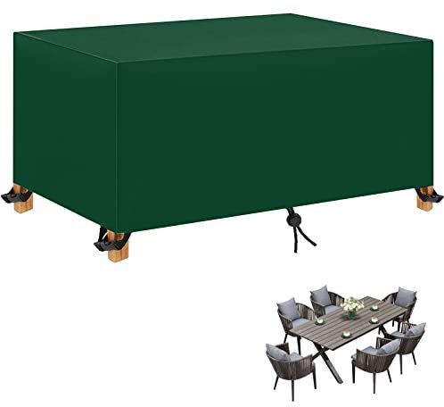 Abdeckung für Gartenmöbel 420D Rechteckige Schutzhülle, wasserdichte Staubfest Anti-UV Abdeckhauben Gartenmöbel Abdeckung für Tisch und Stühle, Grün - Rechteckig(200x120x70cm)
