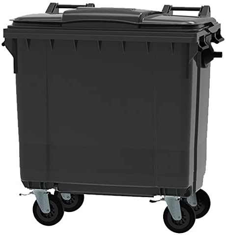 ESE France Conteneur Poubelle à déchets 4 roues - 770L - Robuste et Professionnel - 100% Recyclé - Gris - Fabriqué en France