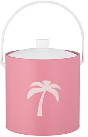 Kraftware 93766 Pastimes Collection 3qt Ice Bucket, Palm Tree, Pink 3 Quart, Leatherette