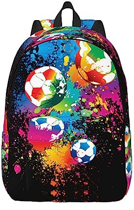 KoNsev Bunter Fußball-Laptop-Rucksack, Reiserucksack, Arzttasche, schwarz, Rucksack, stilvoll, leicht und funktional, Schwarz , M