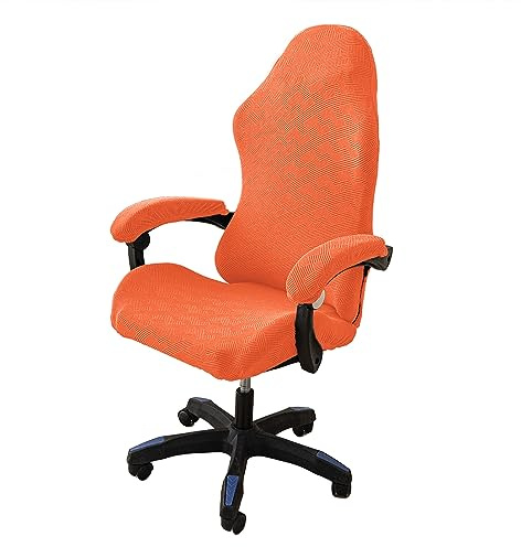 Funda para Silla Gaming Ergonómica 4 Piezas Elásticas con Brazos - Protector Lavable Extraíble, Naranja