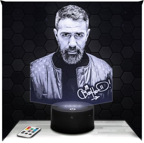 Lampephoto.fr - Lampe Bushido Hip-Hop 3D Touch Nachtlicht Deutscher Rap | Made in France, Sockel & Größe wählbar, dimmbar, Batterie/USB, HD-Lasergravur, Geschenk für Sie & Ihn