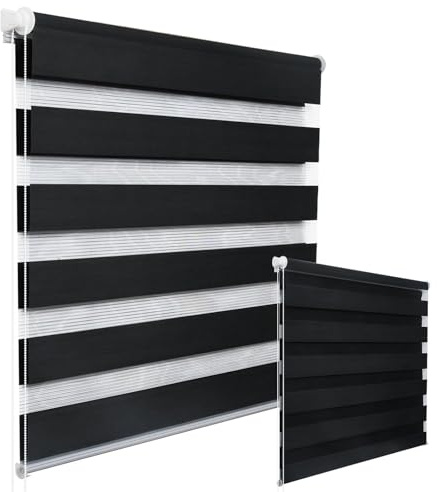 WOLTU Doppelrollo Klemmfix 2er Set, Rollos für Fenster ohne Bohren | Lichtdurchlässig & Verdunkelnd, Duo Klemmrollo für Fenster und Tür, 100x150 cm [Stoffbreite: 97 cm], Anthrazit