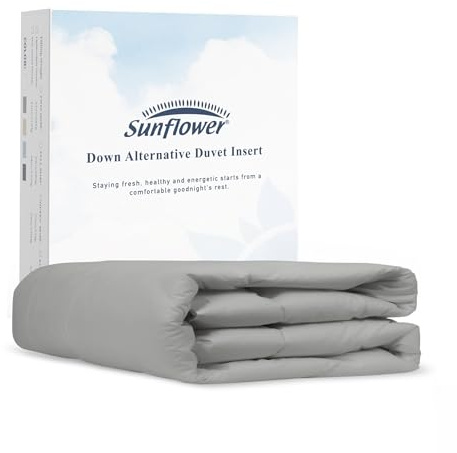 sunflower Twin Comforter Silver Gray Lightweight Down Alternative Filling Cotton Shell Bedding Twin XL Comforter Blanket for Dorm Hot Sleepers with Corner Tabs Soft Breathable Machine Washable