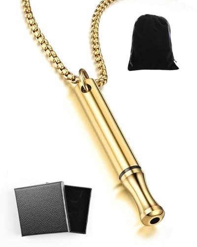 HSIXHAF 1 pcs Collier de Respiration, Collier d'anxiété pour la méditation, la Relaxation, l'apaisement et la réduction du Stress, Outil de Respiration, Acier Inoxydable, avec Pochette en Velours