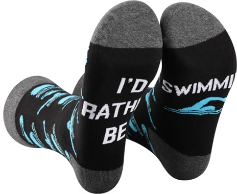 AATOP 2 Pairs Funny Swimming Sock Swimming Team Gifts Swimming Lover Gift Swim Gift Swimmer Sock I'd Rather Be Swimming Sock