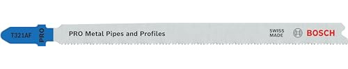 Bosch 25x PRO Metal Pipes and Profiles T321AF Jigsaw Blade, 132 mm, 25pcs | für Rohre und Profile aus Metall, Stahlbleche, Länge 132 mm, Professional Zubehör Stichsäge