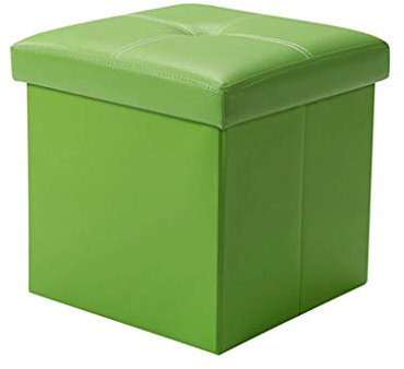 KHLMSRXJ Pouf Sgabello Contenitore Pouf Sgabello, sgabelli Pieghevoli per Giocattoli, scatole portaoggetti per Dvd, bauli per Scarpe Pieghevoli in Similpelle, Seduta Piccola (Colore: Verde)