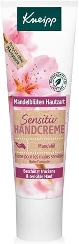 Kneipp Sensitiv Handcreme Mandelblüten Reisegröße - nährende Lotion mit reichhaltiger Sheabutter, Mandelöl & Vitamin E - natürlicher Pflegeöl-Komplex - für trockene & sensible Haut - 20ml