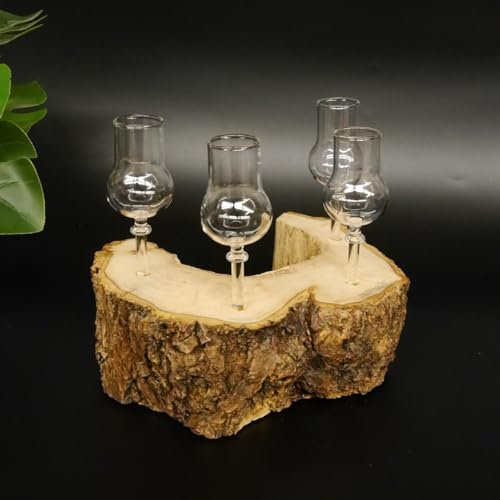 GTK Geweihe & Trophäen Krumholz 27.60.1.66 Lot de 4 verres à liqueur avec pied sur racine