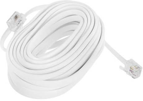 HOMSFOU Cavo Telefonico Filo in Rame e Plastico con Connettore Rj11/rj14 6p4c Trasmissione Segnale Stabile, Lunghezza 7,62m per Telefono Fisso per Casa e Ufficio