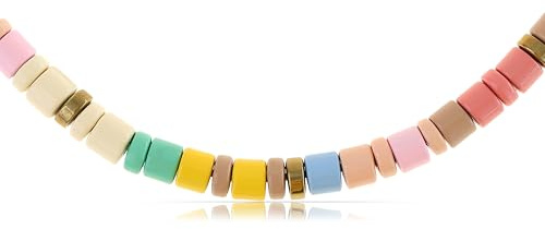 Made by Nami Perlenkette Damen Bunt aus Natursteinen 40 + 5 cm Halskette Damen Boho Schmuck Wasserfest & Hypoallergen Sommer Schmuck