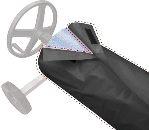 Besshepplo Cubierta del rollo de la piscina Cubierta de la manta del rollo de la piscina Manta solar multifuncional de la piscina con rodillo del carrete para el mantenimiento de la temperatura (negro