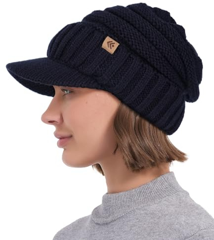 Creekstone Berretto Invernale con Visiera da Donna Uomo, Berretto Caldo Foderato in Pile, Slouchy Beanie, Cappello Spesso Lavorato a Maglia Morbida con Tesa
