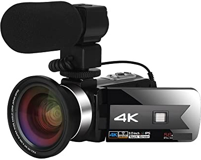 EKOUQIN Caméscope en Direct 4K caméras vidéo numériques for la Photographie Full Ultra HD Vlog Recorder Night Vision Webcam Filmer, enregistrer, Diffuser(16G SD Card,5)