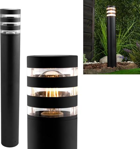 Lumiled Pollerleuchte E27 Wegeleuchte 80cm IP54 max 13W Gartenleuchte für Terrasse, Einfahrt, Wegbeleuchtung mit Sockel – Robuste Außenleuchte für den Außenbereich, wetterfest und langlebig