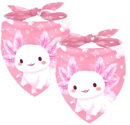 2 x Hundehalstuch, verstellbar, Dreieckstuch für kleine, mittelgroße und große Hunde, Katzen, Haustiere, Axolotl Pink