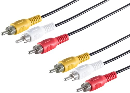 1aTTack.de 1 câble RCA 3 fiches RCA vers 3 fiches RCA mâles - Câble de connexion audio vidéo moulé - Code couleur - Pour TV, DVD, projecteur, console et récepteur