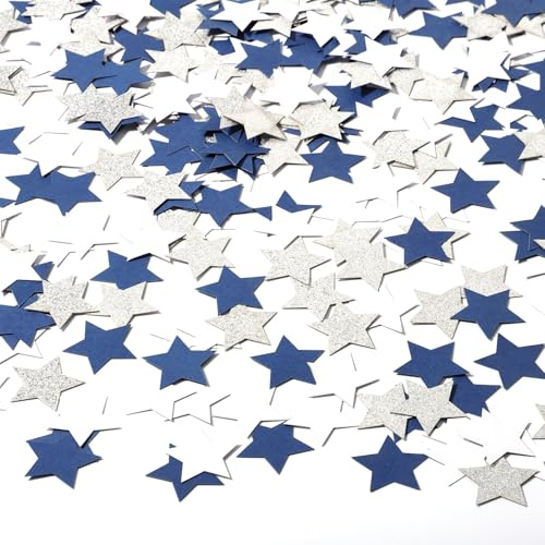 300 Stück Glitzer Sterne Konfetti,Sterne Deko Tischdeko,Glitzer Streudeko Stern Konfetti Weihnachten Tischdeko Pailletten Stern Tischdek Streusterne für Geburtstag Hochzeit Partys-Blau/Weiß/Silber