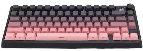 Tosuny Clavier de Jeu Mécanique avec Bouton, 2,4 G/Bluetooth​/Clavier Mécanique Filaire avec Rétroéclairage RVB, 79 Touches échangeables à Chaud, Touches PBT Imprimées sur Le côté, pour (Noir Rose)