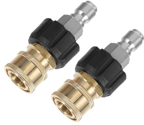 FONDOTIN 2 Juegos Kit Adaptador Latiguillo Hidrolimpiadora Latón Conexión Rápida para Accesorios Manguera Limpiadora Alta Presión Resistente y Compatible