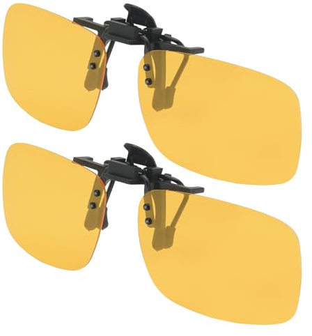 LuminaVerde Occhiali per la Visione Notturna, 2 Pezzi Occhiali da Guida Notturna Clip On Occhiali da Sole per automobilisti UV Protezione