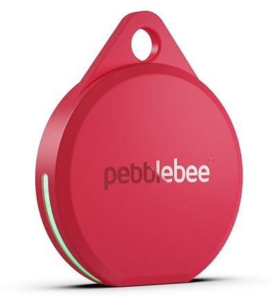 Pebblebee Clip 5 | Rechargeable Bluetooth Tracker Tag for Keys | Alternative to Air Tag & Android Trackers | 130 dB Siren, Bright LED Strobe, 12-Month Battery, Alert Safety Mode | Hot Coral