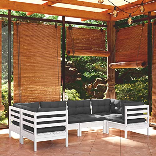 FWIKDUN 6-TLG. Robustes Lounge-Set für den Garten aus Holz, Komfortables Lounge-Set für den Außenbereich, Gartenmöbel-Set zum Entspannen und Relaxen, aus Kiefernholz