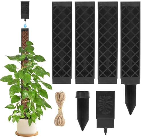 Moosstab für Monstera Rankhilfe, 4er Rankhilfe Monstera Selbstbewässerung Moosstab Rankstab Kletterhilfe Pflanzstab Zimmerpflanzen Zubehör Set Pflanzenhalter für Kletterpflanzen Gartenbepflanzung