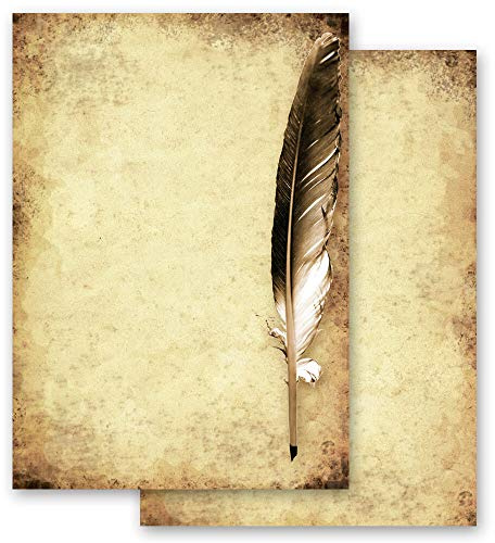 Motif Letter Paper! Antique & History QUILL ON Old Paper 20 Sheets DIN A4 - Paper-Media
