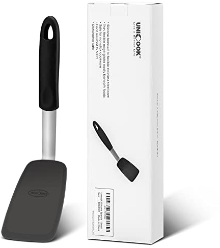 Unicook Flexible Silicone Spatula, Turner, 600F Heat Resistant, Ideal for Flipping Eggs, Burgers, Crepes and More, Small