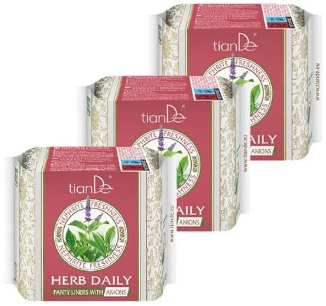 TianDe Herb Tägliche Slipeinlagen mit Anionen und Kräuterextrakten, 61915 TianDe, 3 x 20 Stück, Frauengesundheit: täglicher Schutz mit Anionen für maximalen Komfort