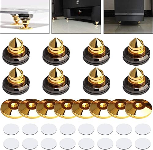 8 Set Vergoldete Lautsprecher Spikes, Lautsprecher Ständer, Shock Absorber | Lautsprecher-Spikes, HiFi Geräte Lautsprecher Audio Verstärker DAC CD Isolation Ständer Kegel Füße Stoßfest Basis Pad mit