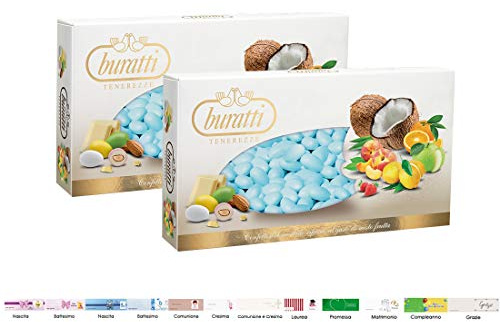 Confetti Mix Frutta  Tenerezze  Azzurro 2 kg Buratti + 100 Bigliettini