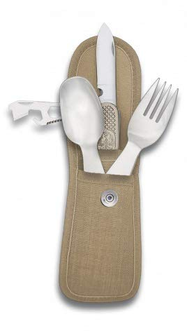 Couteau de sport ALBAINOX - 33041 - Set couverts de camping avec étui. - Outil pour la chasse, la pêche, le camping, l’extérieur, la survie et le bushcraft.