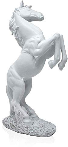 Lependor Staty för stående hästharts Fighting Horse Sculpture för heminredning Djur prydnad skulptur (Vit)
