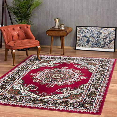 Traditional Classic Red Brown Cream Rug Oriental Moroccan Vintage Living Room Area Floor Rugs 160cm x 230cm