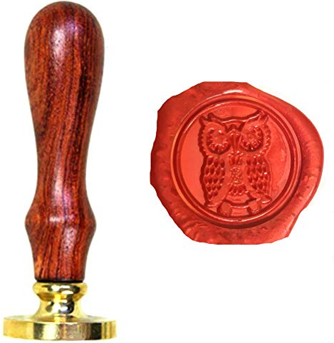 Eule Wachssiegelstempel, ANBOSE Eule Wachs Siegelstempel mit Holzgriff Kupfersiegel, Vintage Siegelwachs Stempel für Briefkarten Einladungen