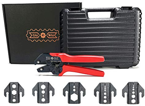 GIZWIZ Kit de herramientas de crimpado portátil ergonómico RF Coax de cambio rápido, 5 juegos de troqueles intercambiables