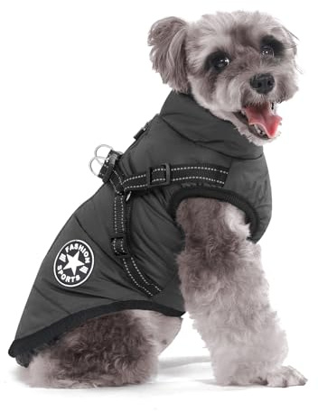 Aywoja Dog Coat with Harness Waterproof Dog Jacket Easy to Put On and Take Off Warm Winter Clothes for Puppies, Small, Medium and Large Breeds