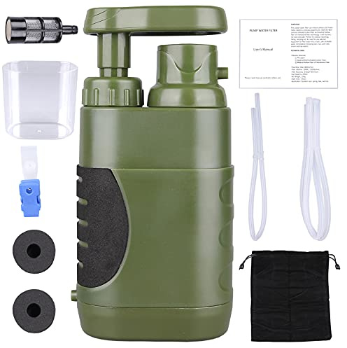Portable Hand Pump Water Filter,100000Gallons Camping Water Filter Survival,3-Grade Backpacking Water Filter System 0.01μm Camping Water Purifier for Family-Outdoor,Emergency
