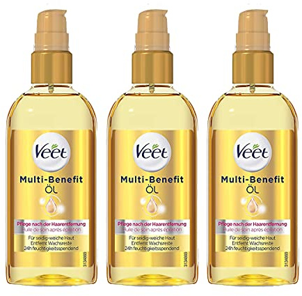 Veet Multi-Benefit-Öl - Für seidig-weiche Haut - Für die Anwendung auf dem Körper/Gesicht entwickelt - 24h feuchtigkeitsspendend – 3 x 100 ml, (3er Pack)