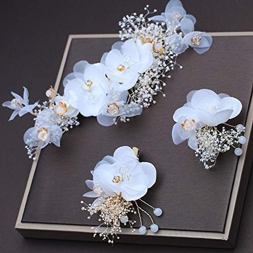 Nicey Trockenblume Weiß Haarkämme Haarspangen Sets Kopfschmuck Bräute Haarschmuck Frauen Hochzeit Haarschmuck