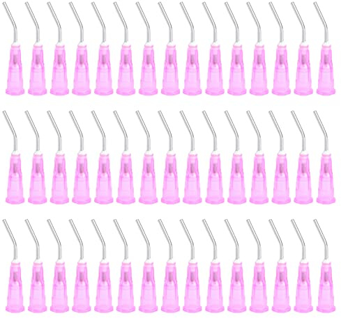 Aguja de dispensación de punta roma, 100 piezas 18G Dental pre-doblado Agujas de riego Herramienta de limpieza oral desechable Agujas compuestas