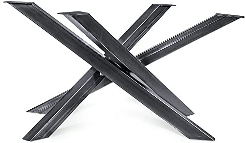 Magnetic Mobel Tischgestell Orion Design Kreuzgestell Schwerlast massiv Tischkufen Stahl Tischbeine Metall Profil 8x4 cm (L -Size 113x73xH71 cm, Industrial (Klarlack))