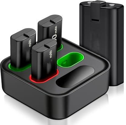 Cargador de batería recargable para mando Xbox One con 4 baterías de 1200 mAh Xbox One Series X, kit de accesorios de carga Xbox para Xbox One Series S/X, Xbox One/X/S/Elite