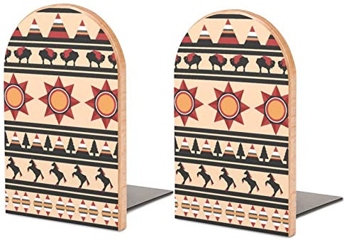 Packung Mit 2 Buchstützen Streifen Und Pferde Rutschfester Bücherständer Aus Holz Bücherregal Bücherhalter Für Home Desk Office Library
